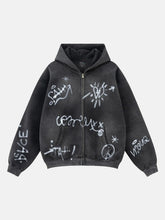 Hand-Drawn Graffiti Washed Thick Hoodie