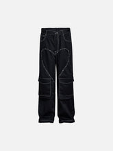 Heart Rivet Multi-Pocket Jeans