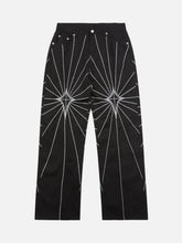 Heavy Spider Web Embroidered Topstitch Jeans