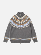 High-Neck knitwear Diamond Weave Jacquard Sweater