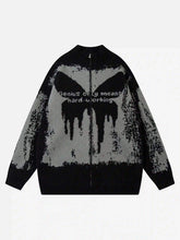 High Street Abstract Pattern Zipper Stand Collar Cardigan