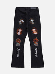High Street Embroidery Retro Jeans