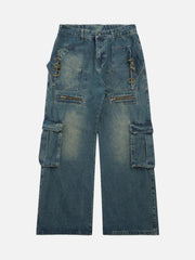 High Street Heavy Duty Design Multi-Pocket Jeans
