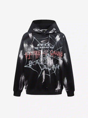 High Street Hip Hop Spider Web Print Hoodie