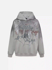 High Street Hip Hop Spider Web Print Hoodie
