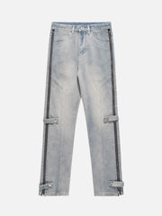High Street Hip-Hop Zipper Straight Jeans