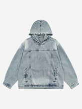 High Street Washed And Worn Denim Hoodie