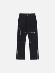 High Street Zipper Niche Design Straight Pants