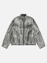 Hip-Hop Distressed Washed Printed Denim Jacket