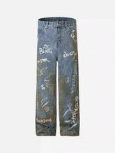 Hip-Hop Graffiti Distressed Jeans
