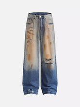 Hip-Hop Ripped Mud-Dyed Jeans