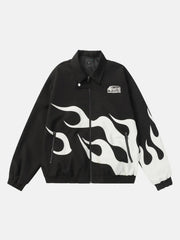 Hip Hop Street Patches Flame Lapel Jacket