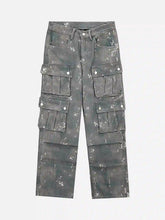 Hip-Hop Style Ink-Splashed Camouflage Y2K Jeans