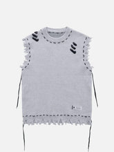 Hole Raw Edge Sweater Vest