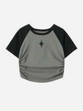 Hollow Embroidery Pleating Tee