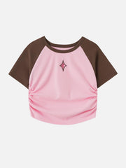 Hollow Embroidery Pleating Tee