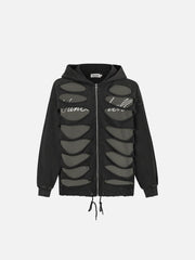 Hollow Hole Zipper Hoodie