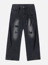 Irregular Patch Ripped Jeans
