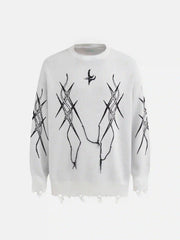 Jacquard Thorns Tassel Sweater