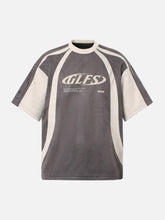 Jersey Deconstructed Contrast Color Stitching Print T-Shirt