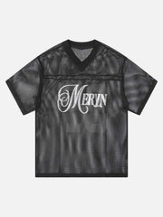 Jersey Mesh Blouse Hollow T-Shirt