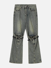Lace-Up Ripped Wash Jeans
