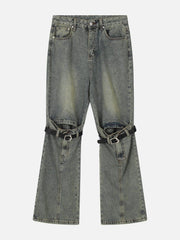 Lace-Up Ripped Wash Jeans