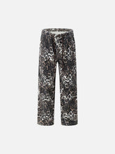 Leopard Print Pleated Drawstring Pants
