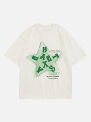 Letter Embroidery Inkjet Tee