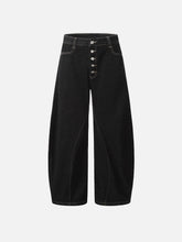 Line Embroidery Barrel Loose Jeans