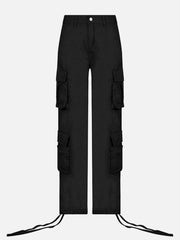 Long Ribbon Low Waist Cargo Pants