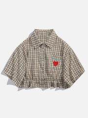 Love Embroidered Plaid Tee