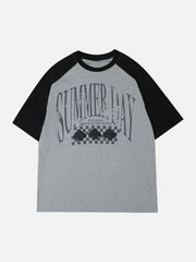 Love Heart Print Patchwork Tee