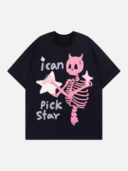 Made Retro Skull Letter Foam T-Shirt