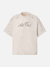 Metallic Print Suede Crew Neck T-Shirt
