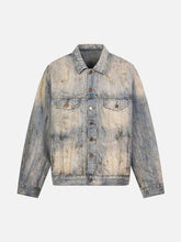 Mud-Dyed Distressed Rhinestone Denim Jacket