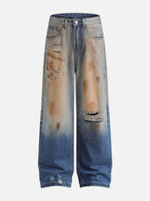 Mud Dyeing Distressed Jeans