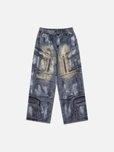 Multi-Pocket Dirty Overalls Jeans