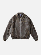 Multi Pocket Faux Leather Cropped Jacket