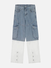 Multi-Pocket Patchwork Jeans