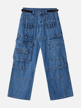 Multi Pocket Patchwork Straight-Leg Jeans