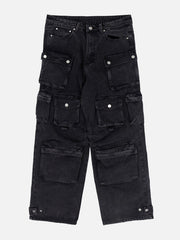 Multi-Pocket Wide-Leg Jeans