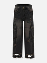Multiple Pockets Ripped Jeans