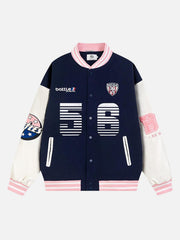 Number 56 Embroidered PU Baseball Jacket