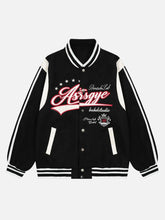 Patchwork Contrast Embroidered Baseball Jacket
