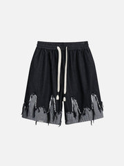 Patchwork Tassel Fringe Jorts