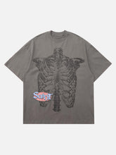 Pencil Detail Skull Street Rap T-Shirt