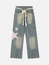 Pentagram Embroidered Loose Jeans