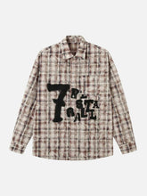 Plaid Graffiti Spray-Painted Letters Long Sleeve Shirt