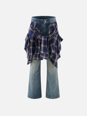 Plaid Patchwork Jeans
